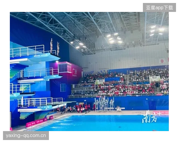 跳水双人赛动作完美，全场掌声不断